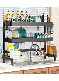 DubaiGallery 2 Layer Stainless Steel Kitchen Rack Dish Organizer Drying Rack Above Sink Drain Rack Kitchen Storage Countertop Utensil Holder  - Image 2