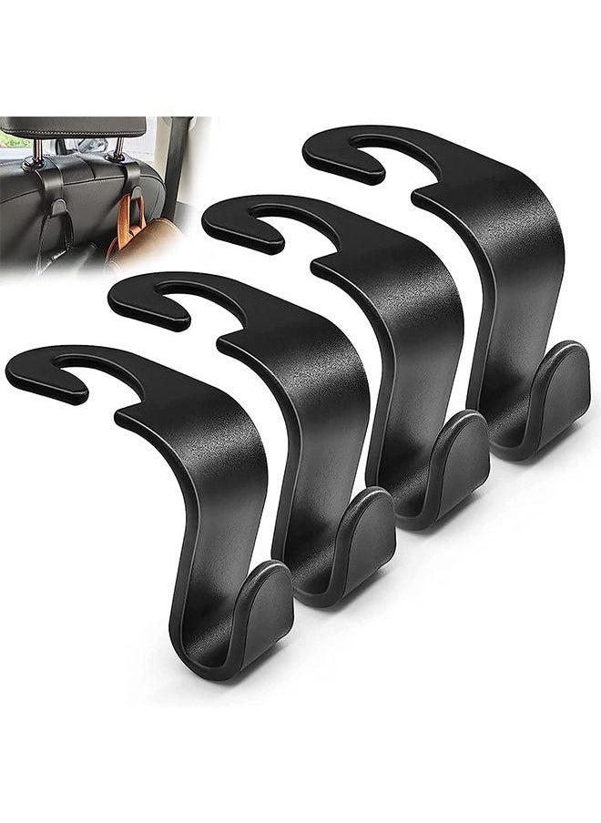 Generic Car Seat Headrest Hook 4Pack Car Seat Backpack Hooks Black S Type for Handbag Purse Grocery Bags  - Image 1