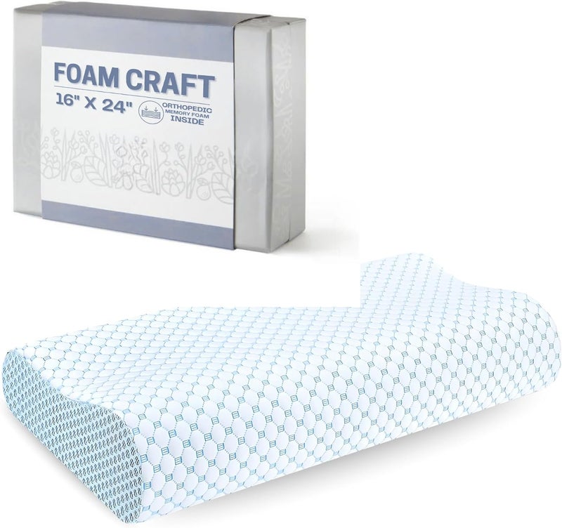 FOAM CRAFT® Orthopedic Cervical Pillow - 16" x 24" - Memory Foam for Neck & Shoulder Pain Relief - Image 1