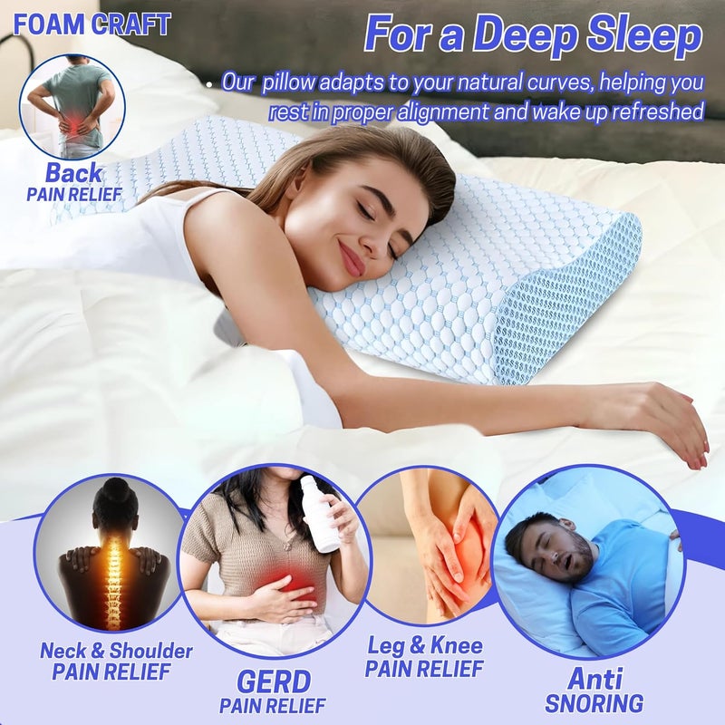 FOAM CRAFT® Orthopedic Cervical Pillow - 16" x 24" - Memory Foam for Neck & Shoulder Pain Relief - Image 5