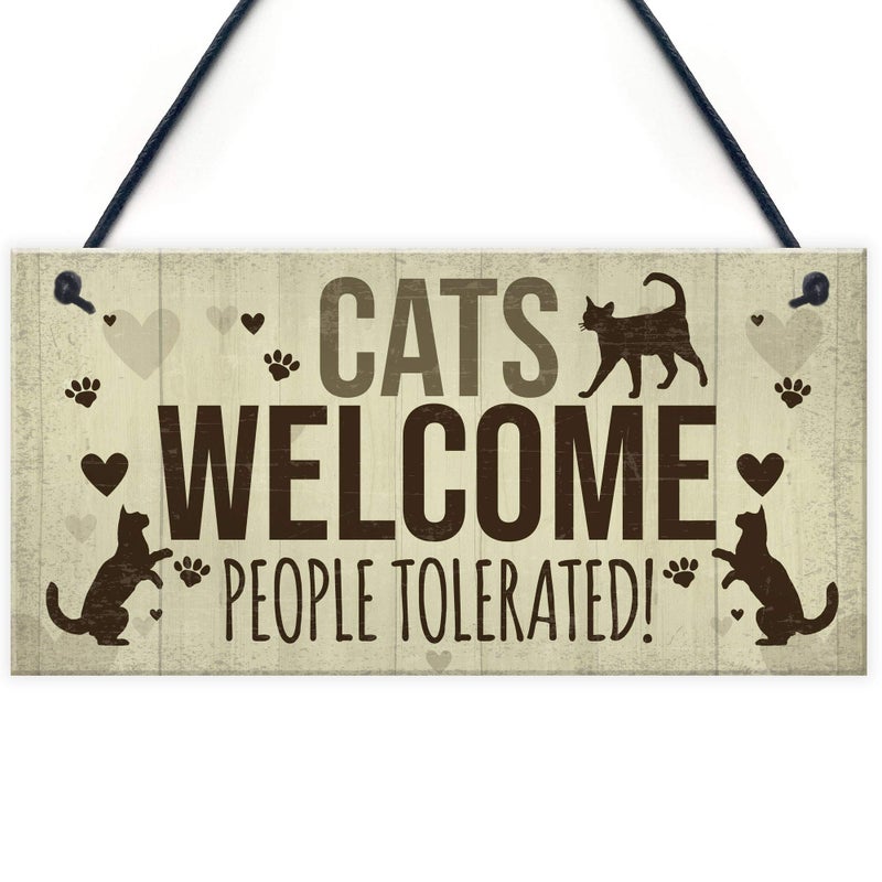 RED OCEAN Novelty Cat Signs For Home Funny Cat House Sign Gate Door Plaque Pet Animal Lover Gifts