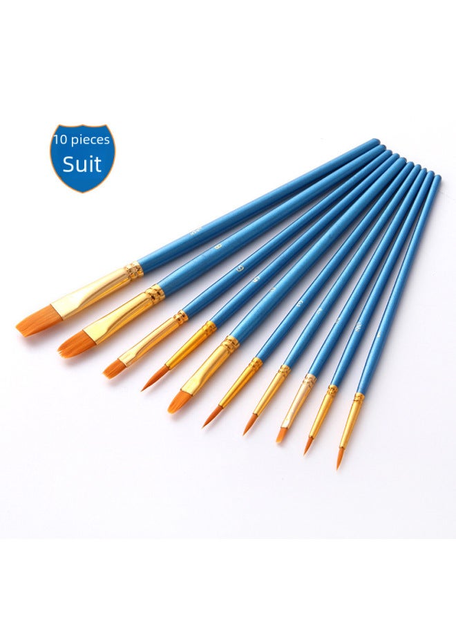 ZhuTing Pearlescent Blue Rod Watercolor Pen Set Nylon Hair Brush Oil Brush Set - Image 2