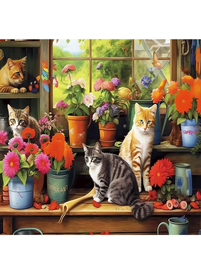 Edsjegn 500 Piece Puzzle for Adults-Cats and Flowers | Recycled Cardboar Jigsaw Puzzles 500 Pieces | Challenging Family Activity Great Gift Idea for Family Friends | Difficult Puzzles Size 20.5 x 15 inches - Image 1