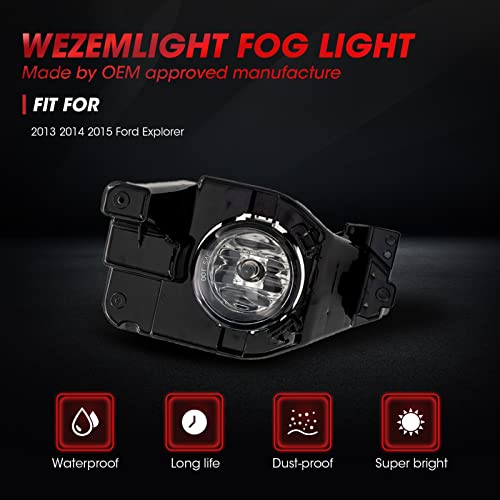 WEZEMLIGHT Fog Lights Assembly Replacement For 2013 2014 2015 Ford Explorer with H11 12V 55W Halogen Bulbs Included Switch And Wiring Kit(Clear Lens - Image 3