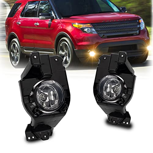 WEZEMLIGHT Fog Lights Assembly Replacement For 2013 2014 2015 Ford Explorer with H11 12V 55W Halogen Bulbs Included Switch And Wiring Kit(Clear Lens - Image 1