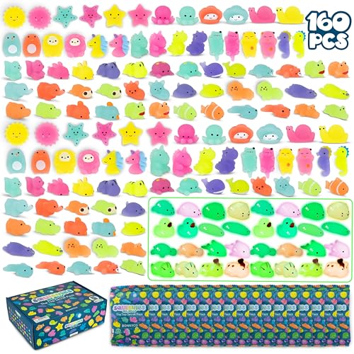 BONNYCO Mochi Squishy Toys Bulk for Kids Party Favors Pack 160 Goodie Bags Stuffers for Kids with Glow in The Dark Return Gifts Birthday Party Squishy Fidget Toys Pinata Stuffers Birthday Kawaii - Image 1