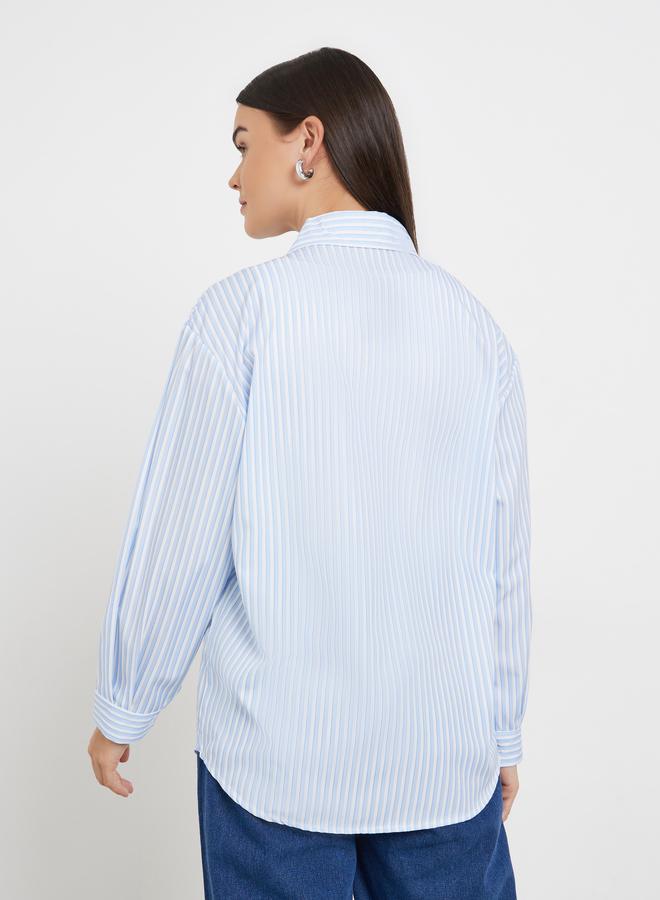 ستايلي بلوزة واسعة مخططة بأكمام طويلة - Image 5