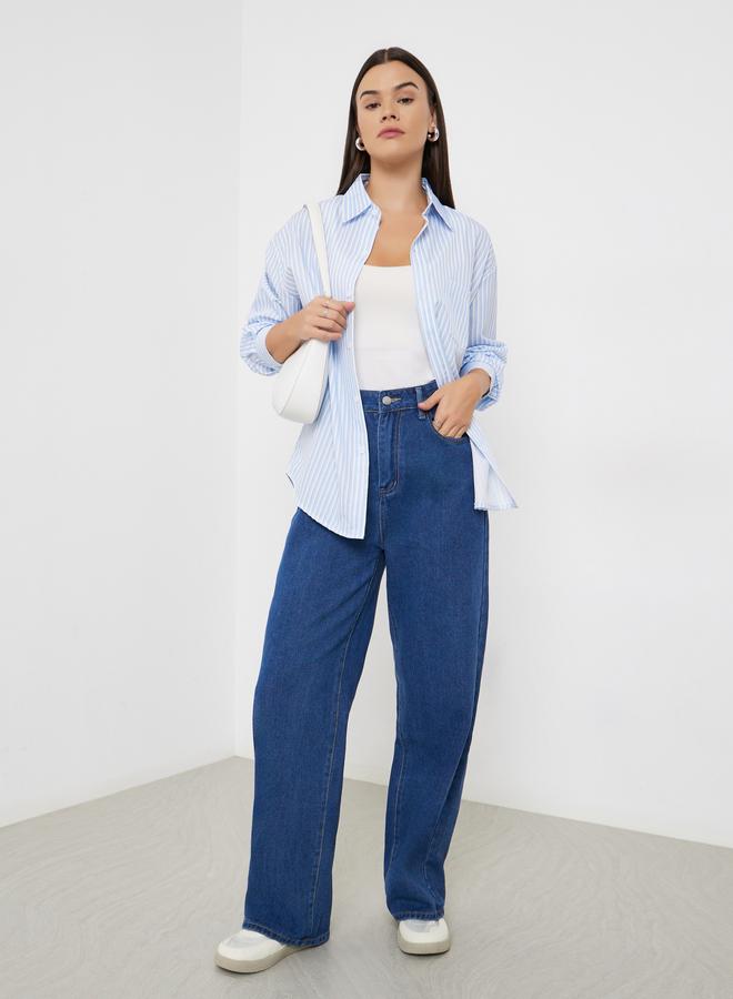 ستايلي بلوزة واسعة مخططة بأكمام طويلة - Image 2