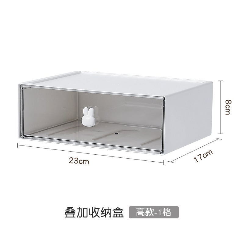 Ins Transparent Desktop Storage Box Drawer-Type Lipstick Skin Care Cosmetics Box Student Cartoon Dressing Table Storage Rack - Image 1