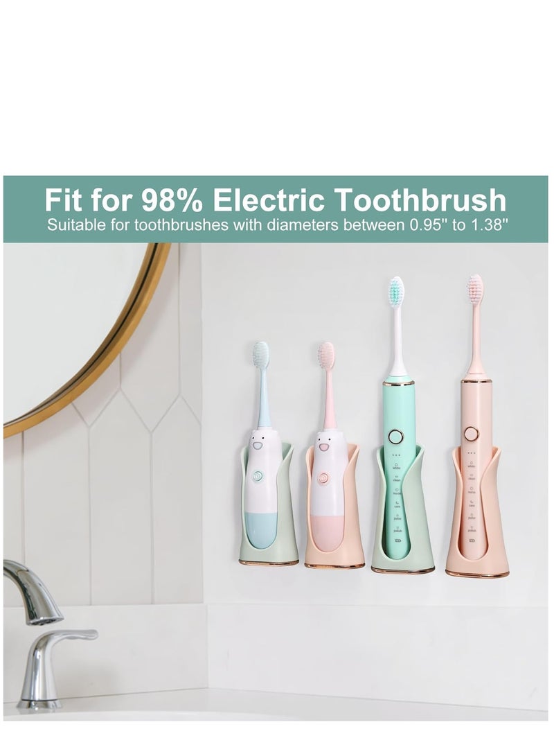 SYOSI 2 Pack Electric Toothbrush Holder Wall Mounted, Self-Adhesive Electric Toothbrush Holder for Bathroom Shower, Soft Silicone House Design, Pink & Green - Image 2