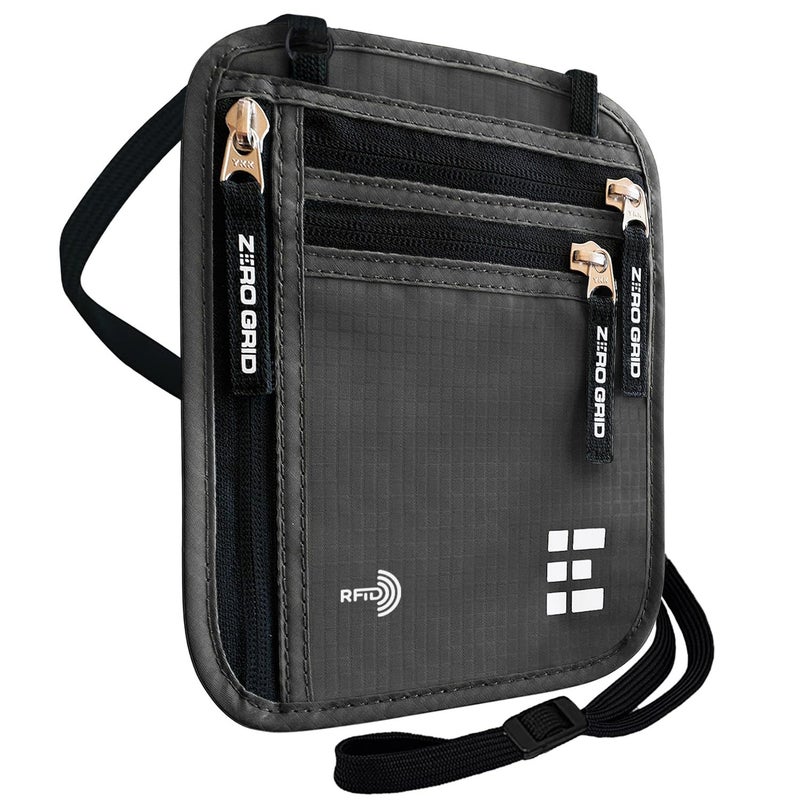 Zero Grid محفظة عنق سفر زيرو غريد مع حجب RFID، مقاومة للماء، ظل، للجنسين - Image 1