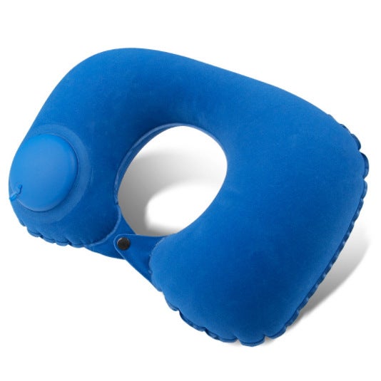 Inflatable U-Shaped Neck Pillow for TravelFlocking U Pillow Deep Blue Flocking U Pillow Deep Blue 