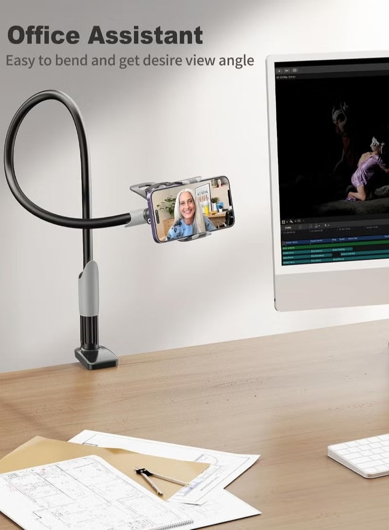 SAIJI Flexible Phone Holder and Long Arm Stand, Clip-On Bracket for 4.0-6.5 Inch Phone Holder Document Camera (Black) - Image 5