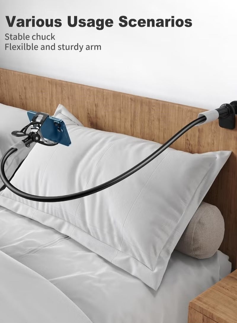 SAIJI Flexible Phone Holder and Long Arm Stand, Clip-On Bracket for 4.0-6.5 Inch Phone Holder Document Camera (Black) - Image 2