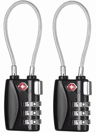 Luggage Padlocks TSA Approved, SYOSI Customs Lock, Mini Luggage Padlock, Flexible Cable Travel Locks, Coded Suitcase Lock, Small Gym Locker Padlock with 3 Digit Combination (Black, 2 Pack) - pzsku/ZB18526D0DF5177996AC5Z/45/_/1705111188/01604cef-645b-47db-acd7-66705d4e2a2d