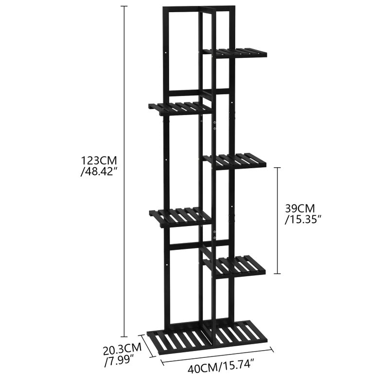 Laiensia Bamboo Plant Stand Rack 6 Tier,Multiple Stand Holder Shelf Rack, Indoor&Outdoor Planter Display Shelves for Patio Garden, Living Room, Corner Balcony and Bedroom,Black - Image 5
