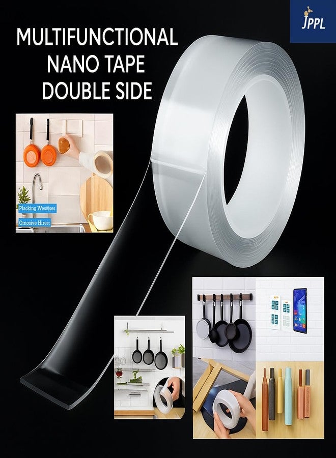 JPPL Nano Tape 3 Meter x 4 Rolls – Heavy Duty Double-Sided Adhesive | Transparent, Removable, Reusable, Waterproof Gel Grip | Multipurpose Mounting Tape for Walls, Kitchen, Office, Bathroom - Image 3