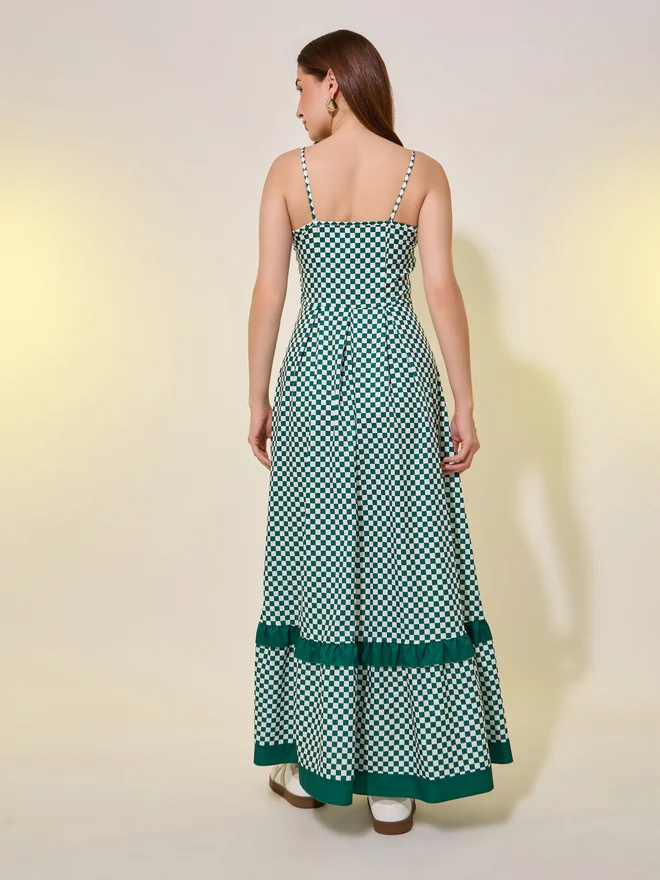 Take Two Checkerboard Ruffle Dress
