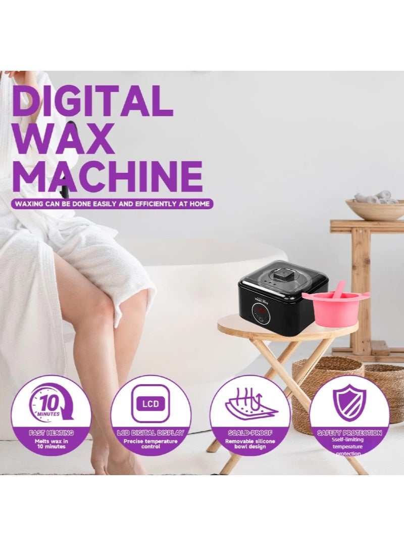 Aura Select Hair Removal Epilator Waxing System– 500ml PTC Fast Heating Wax Heater Machine with Adjustable Temperature, Includes  Silicone Pot & Silicone Spatula, 2×100g Wax Beans, Home Professional Wax Heater (Black) - Image 4