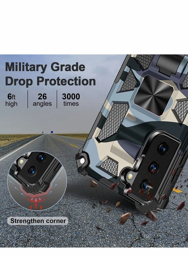 Y&D Case for Samsung S21 FE Camouflage Cover ​with Stand Kickstand Support Magnetic Car Mount Military Grade Rugged Armor Shockproof Galaxy 5G 6.4'' - Image 2