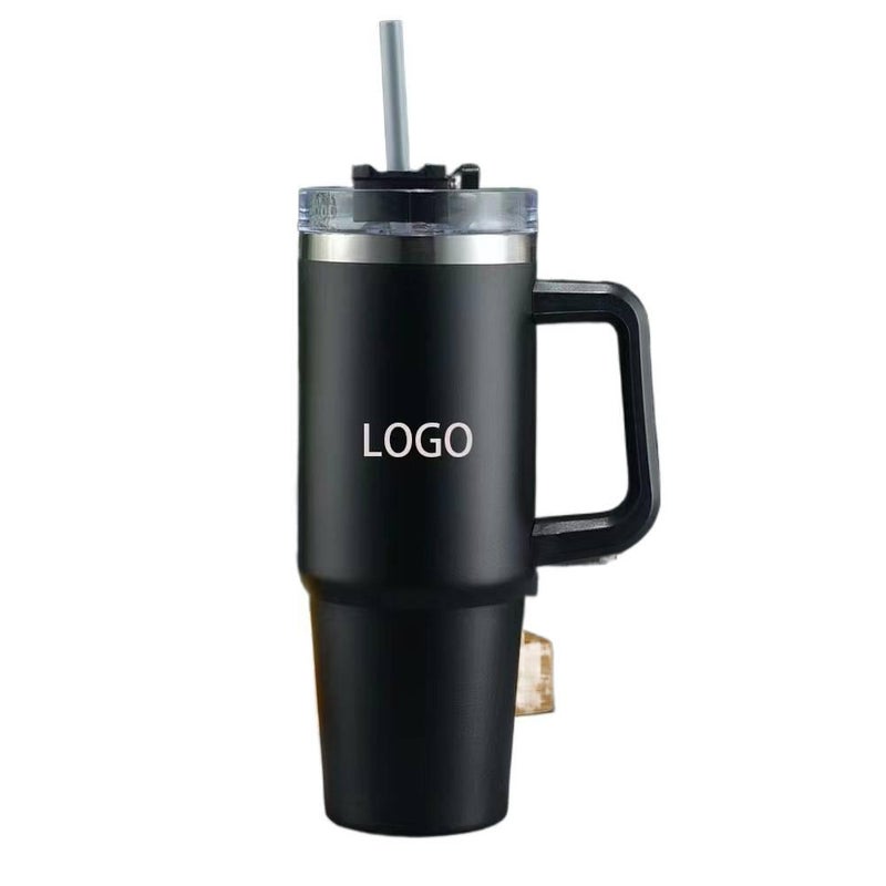 900 ml Stainless Steel Coffee Mug Straw Lid with Cup Holder Friendly - Image 3