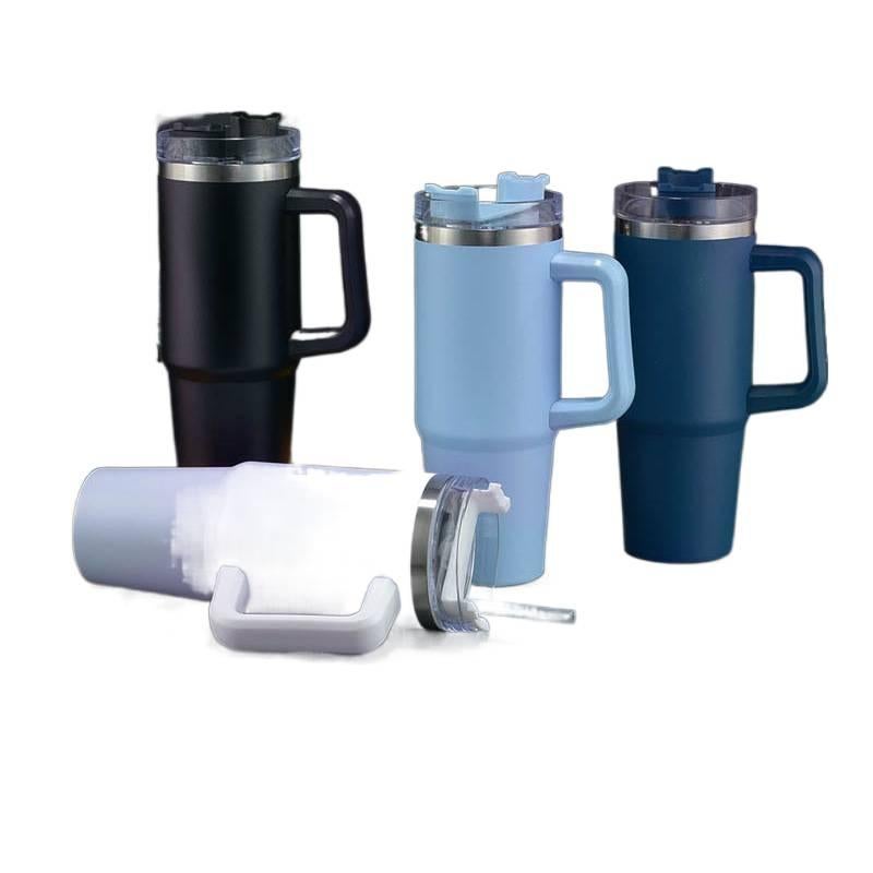 900 ml Stainless Steel Coffee Mug Straw Lid with Cup Holder Friendly - Image 2