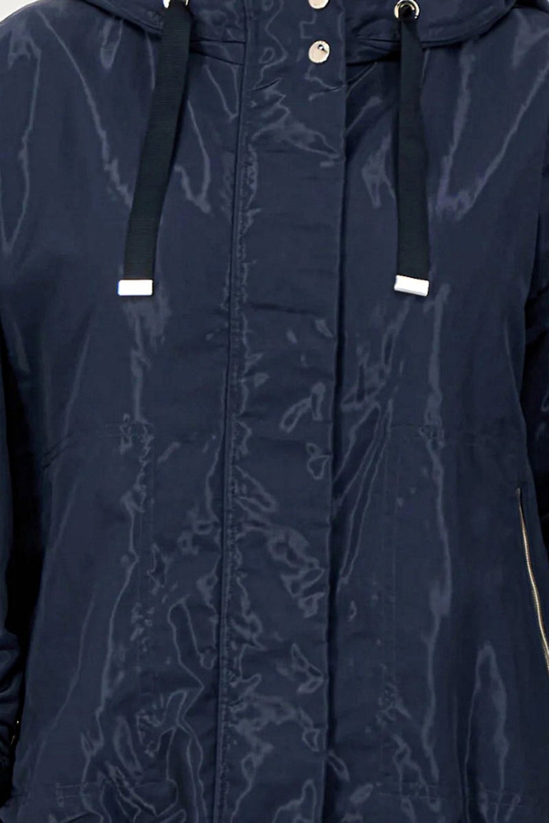 GEOX Women Solid Hooded Jacket, Dark Navy - Image 5