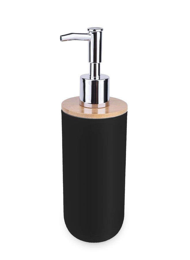 Aoheuo Bamboo soap Dispenser, soap Dispenser for Kitchen Sink, Black(15Oz), 2.7 Length by 2.7 Width, 6.7 inches high, Suitable for Bathroom and bar Sinks - Image 1