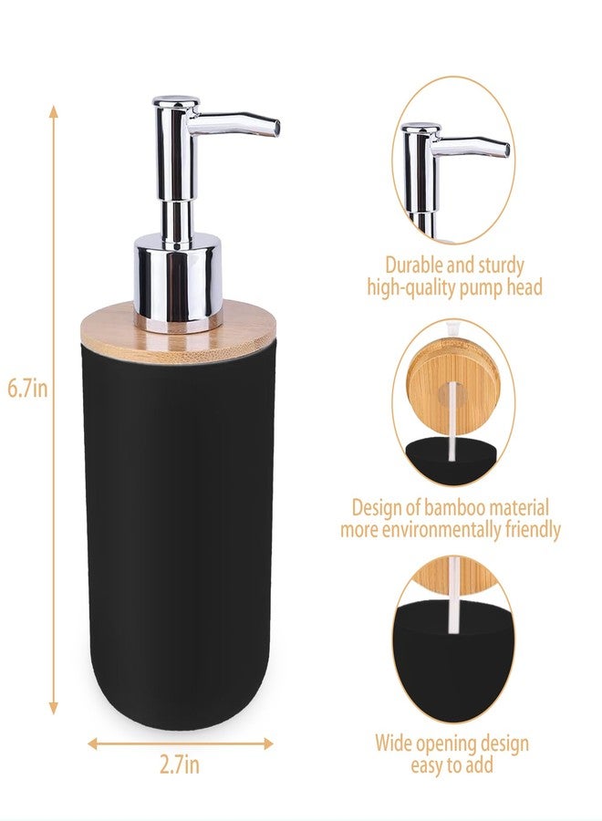 Aoheuo Bamboo soap Dispenser, soap Dispenser for Kitchen Sink, Black(15Oz), 2.7 Length by 2.7 Width, 6.7 inches high, Suitable for Bathroom and bar Sinks - Image 3