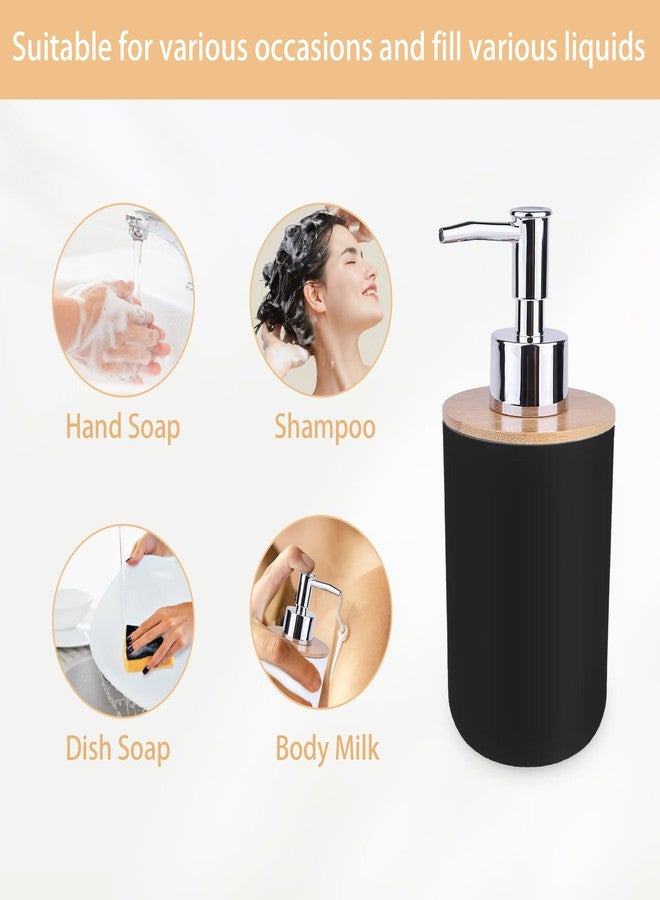 Aoheuo Bamboo soap Dispenser, soap Dispenser for Kitchen Sink, Black(15Oz), 2.7 Length by 2.7 Width, 6.7 inches high, Suitable for Bathroom and bar Sinks - Image 4