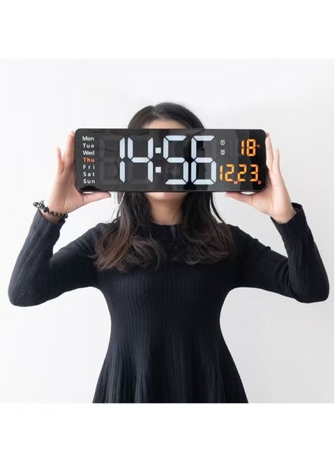 Digital Wall Clock 16.2 Inch Large Display With Remote Control For Living Room Decor, Big Clock with Date Week Temperature