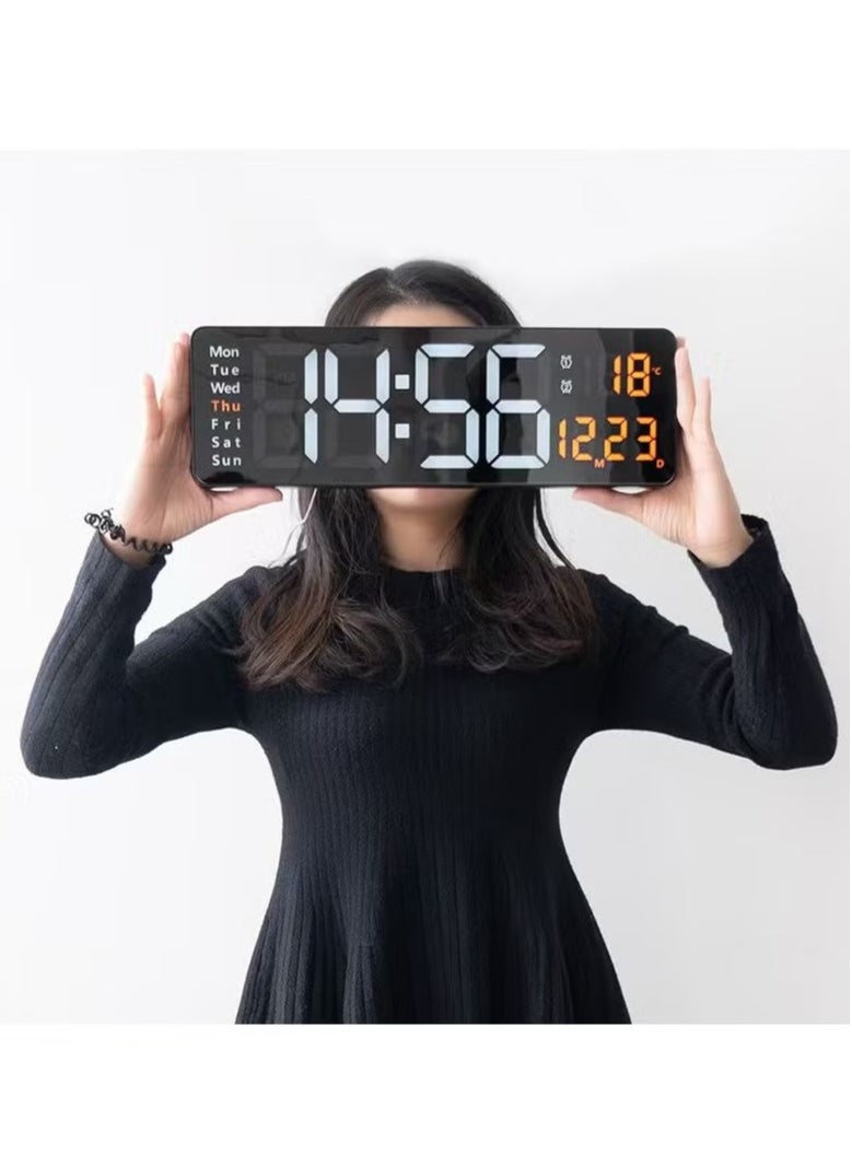Digital Wall Clock 16.2 Inch Large Display With Remote Control For Living Room Decor, Big Clock with Date Week Temperature