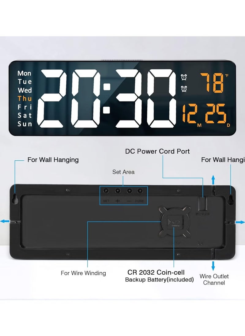 Digital Wall Clock 16.2 Inch Large Display With Remote Control For Living Room Decor, Big Clock with Date Week Temperature