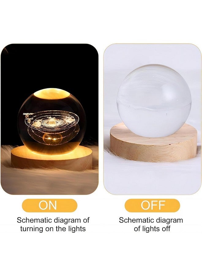 FLYNGO FLYNGO 3D Solar System Crystal Ball Night Lamp, Creative Engraved Night Light for Kids Room, USB Table LED Lamp with Woodern Base, Light for Home Office Decoration Birthday Gift (Solar System)  - Image 2