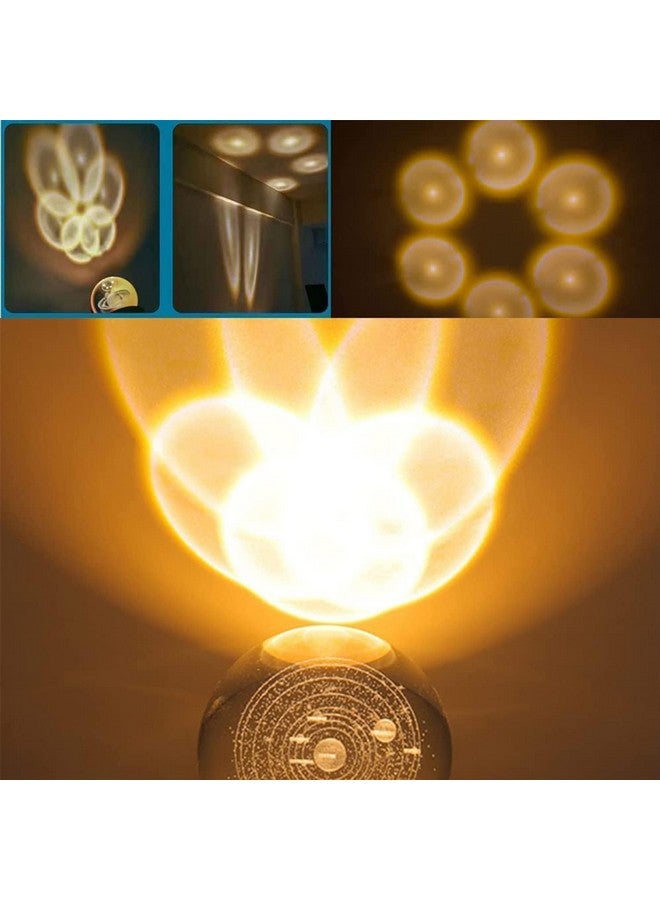 FLYNGO FLYNGO 3D Solar System Crystal Ball Night Lamp, Creative Engraved Night Light for Kids Room, USB Table LED Lamp with Woodern Base, Light for Home Office Decoration Birthday Gift (Solar System)  - Image 4
