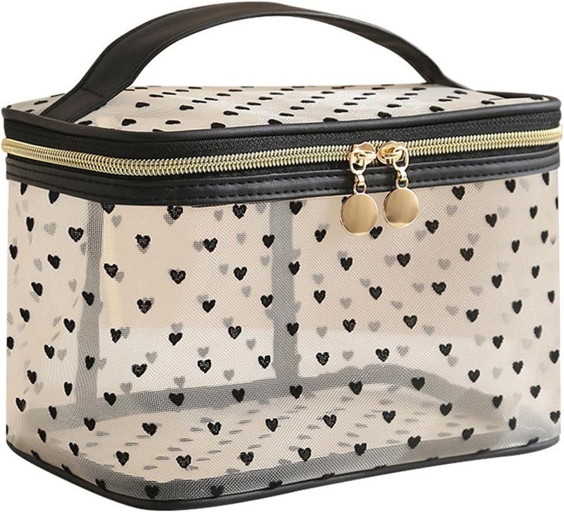 Mesh Makeup Bag for Women Travel Cosmetic Bag MultiFunction Large Capacity Portable Breathable Zipper Toiletry Bag