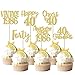 Rsstarxi 24 Pack Gold Happy 40th Birthday Cupcake Toppers Forty 40 Fabulous Vintage 1986 Cupcake Picks for Awesome Since 1986 Cheers to 40th Birthday Wedding Anniversary Party Cake Decorations - Image 3