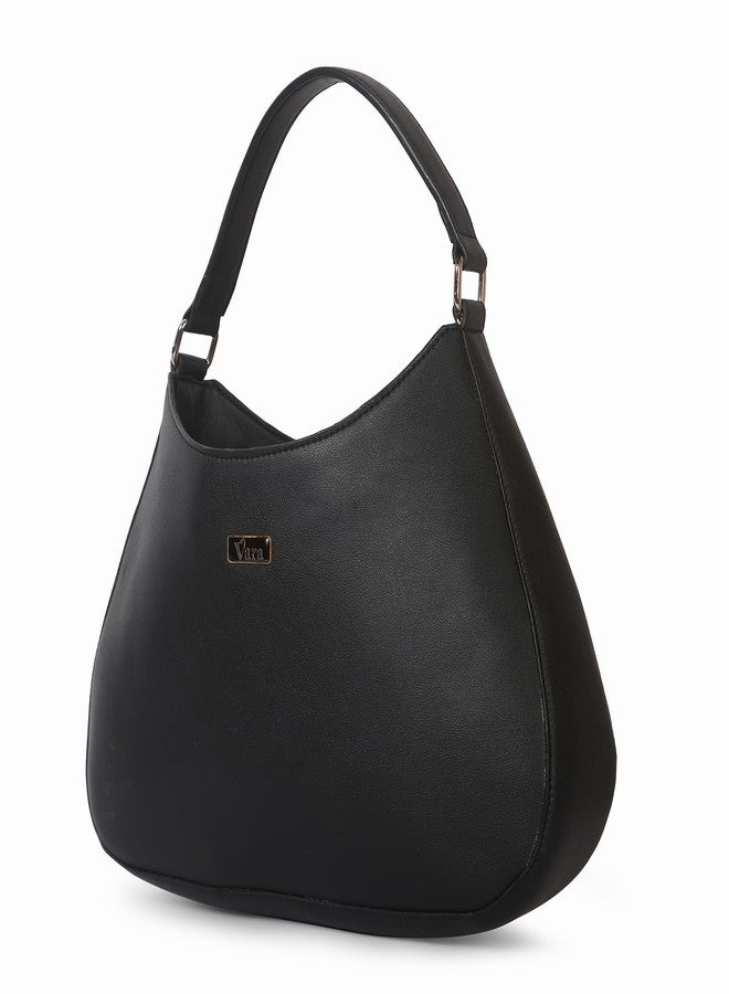 VARA Handbag for Women Shoulder Bag for woman Handbags for Women Black Hobo Handbag Zippers for Bag (Black) - Image 4