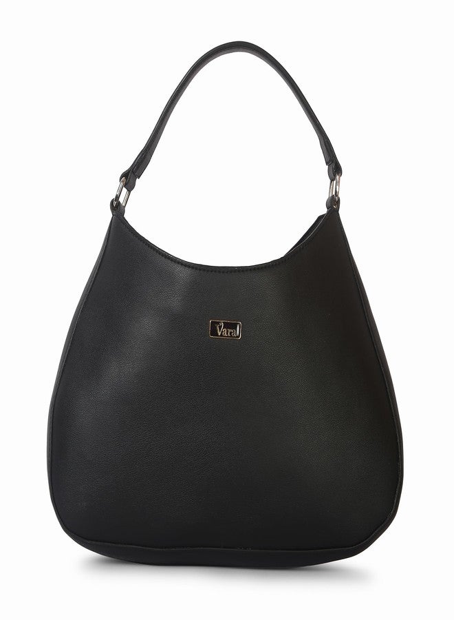 VARA Handbag for Women Shoulder Bag for woman Handbags for Women Black Hobo Handbag Zippers for Bag (Black) - Image 1