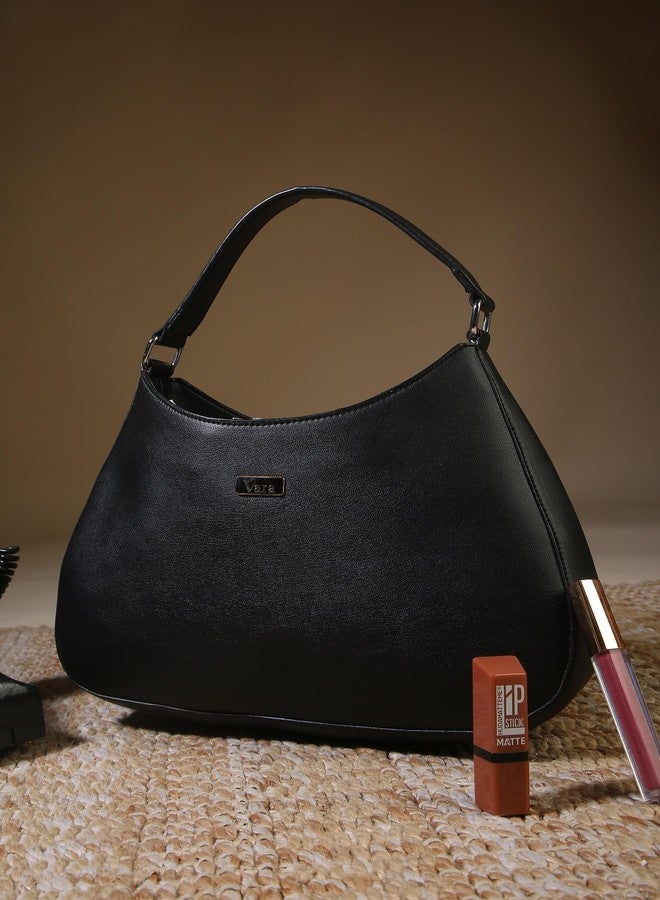 VARA Handbag for Women Shoulder Bag for woman Handbags for Women Black Hobo Handbag Zippers for Bag (Black) - Image 2