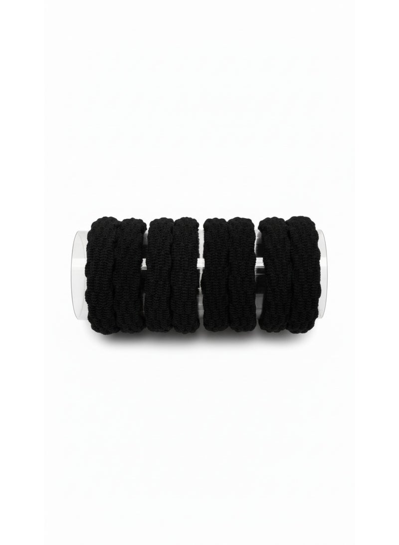 Set of 8 Elegant Black Hair Ties – Soft & Comfortable for All Hairstyles - Image 1
