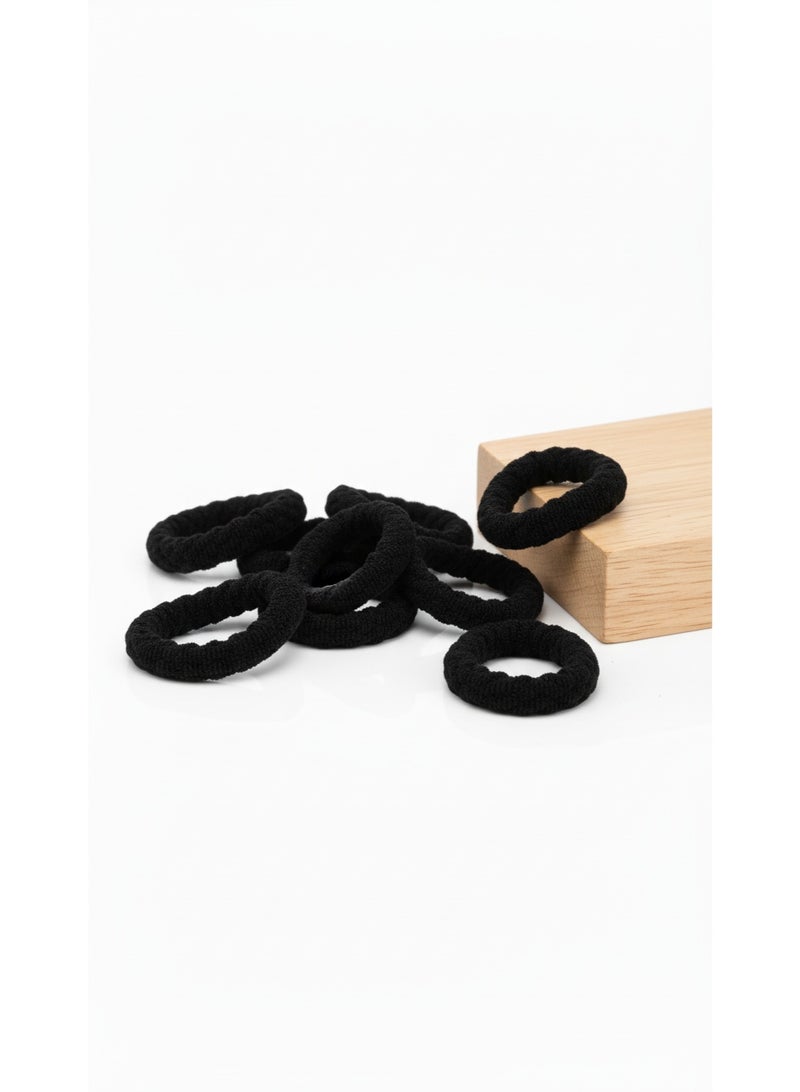 Set of 8 Elegant Black Hair Ties – Soft & Comfortable for All Hairstyles - Image 2