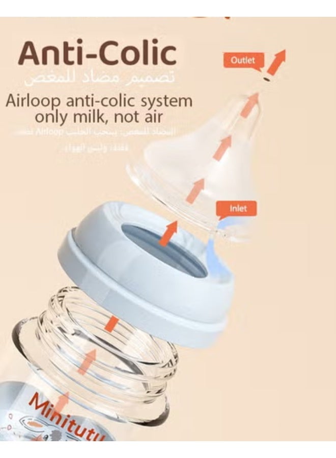 Pack of 2 Anti-Colic Glass Feeding Bottle for Newborn with Breast-Like Nipples and Silicone Anti Drop base, 80ml, 0M+, Wide-Neck(WhitePink) - Image 4