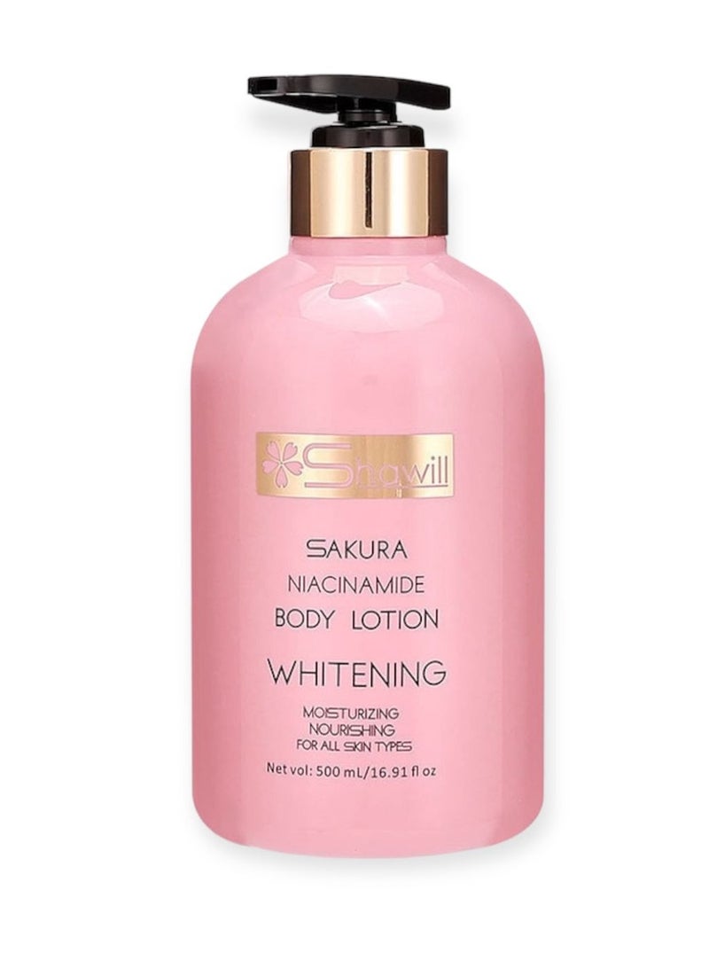 Shawill sakura body lotion 500ml niacinamide cherry whitening brighten moisturizing nourish dry skin