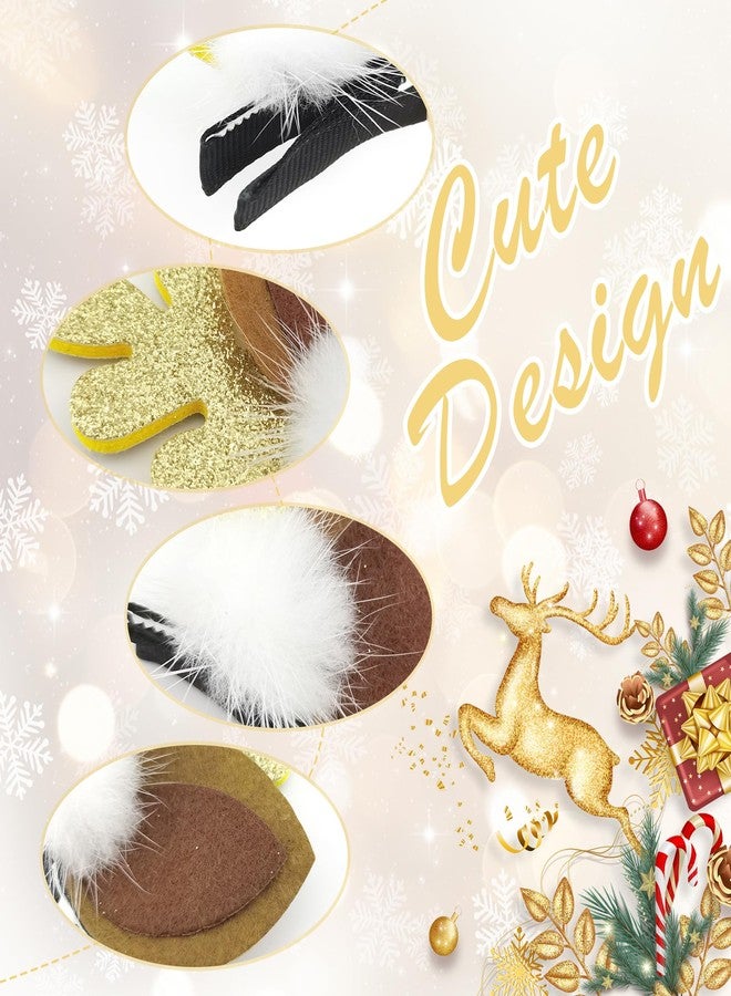 Quacc 2 Pairs Christmas Hair Clips, Reindeer Antlers Ears Hairpins with Plush Balls, Cute Christmas Hair Accessories for Girls Women (Red and Gold) - Image 5