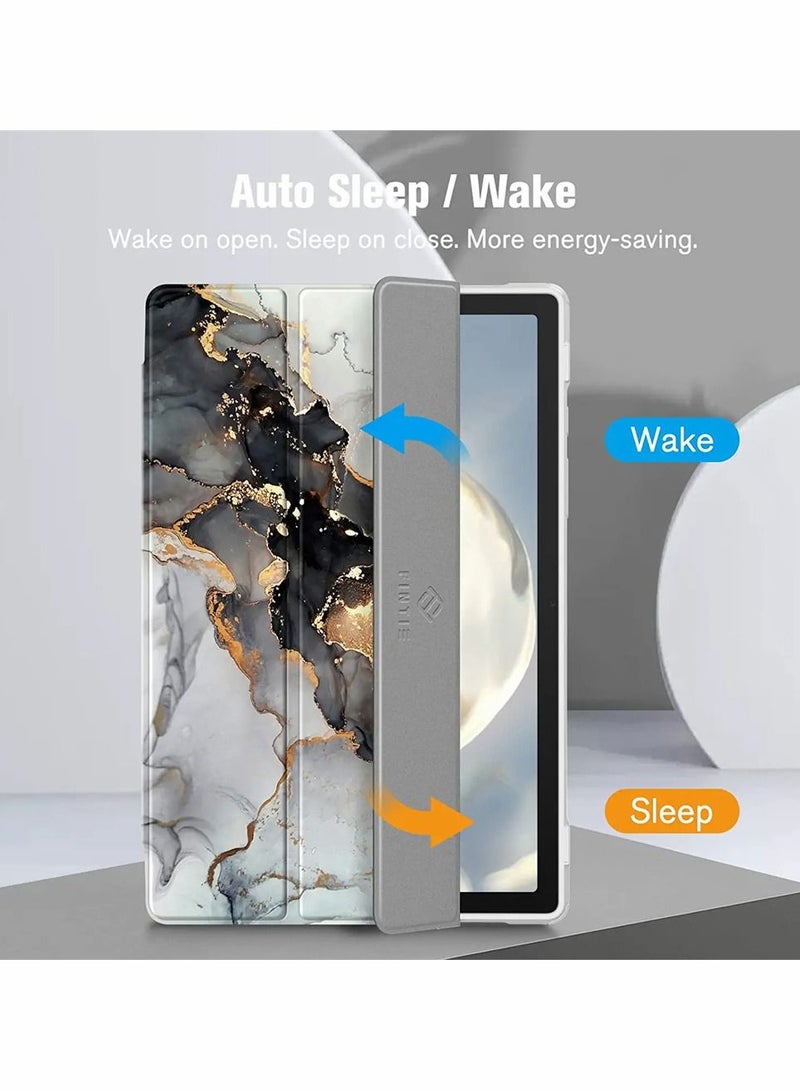 SYOSI Comptible for Samsung Galaxy Tab A8 Case, Hybrid Slim Case for 10.5 Inch 2022 Model (SM-X200, X205, X207), Shockproof Cover with Clear Transparent Back Shell, Auto Wake Sleep (Cloudy Marble)  - Image 5