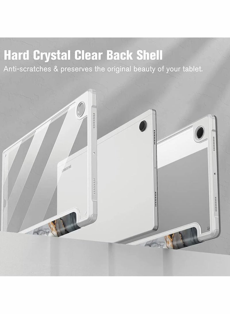 SYOSI Comptible for Samsung Galaxy Tab A8 Case, Hybrid Slim Case for 10.5 Inch 2022 Model (SM-X200, X205, X207), Shockproof Cover with Clear Transparent Back Shell, Auto Wake Sleep (Cloudy Marble)  - Image 3