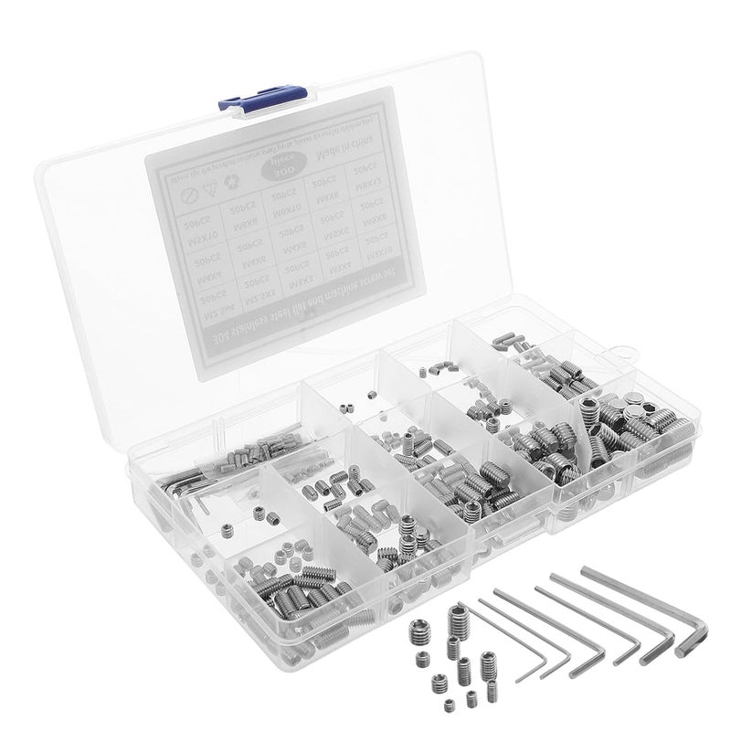 Repeated use friendly design 300pcs Stainless Steel Hexagon Drive Cup Point Screw Assortment Kit with Allen Wrench for Bathroom Fixture, Door Handle, Towel Rack Installation Easy clean surface Market multi-use trusted quality Global versatile design Fast intercity distribution Advanced compact design Global flexible sizing options Wide use compliant quality Hanging space save Hot & cold climate compatible General compatible practical design Repeated assemble detach compatible Small apartment fit Upgraded simple practical design Wide usage compatibility Market popular practical build Post-order arranged dispatch Classic design alternatives All storage type compatible Field tested quality Home & professional compatible Long term heavy use compatible Continuous warehouse supply Ready varied options Nationwide warehouse layout - Image 1