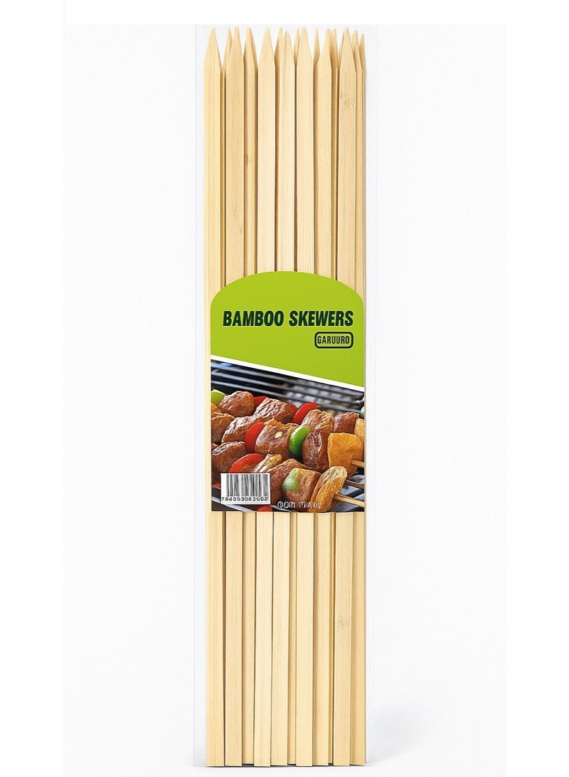 GO2CAMPS Premium Flat Bamboo BBQ Skewers [ 40 Pcs Pack - 30 cm Length ], Barbeque Flat Bamboo sticks Eco-Friendly Grilling Sticks for Camping, BBQ, Kebabs, Roasting Wooden Skewers for Outdoor Cooking and BBQ Events - Image 1