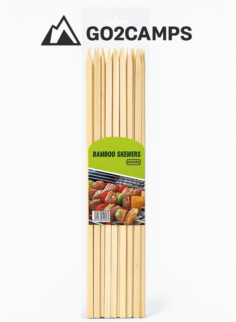 GO2CAMPS Premium Flat Bamboo BBQ Skewers [ 40 Pcs Pack - 30 cm Length ], Barbeque Flat Bamboo sticks Eco-Friendly Grilling Sticks for Camping, BBQ, Kebabs, Roasting Wooden Skewers for Outdoor Cooking and BBQ Events - Image 4